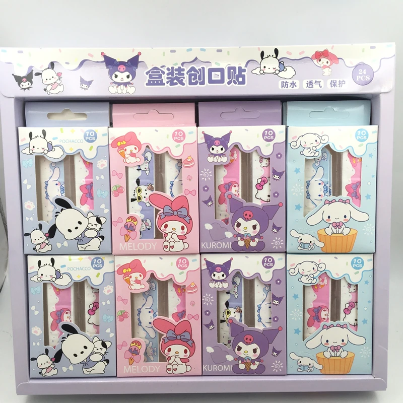 24pcs/box Sanrio Kuromi Waterproof Breathable Band Aid Cute Hemostatic Adhesive Bandages First Aid Cute Bandages Cute Bandaids