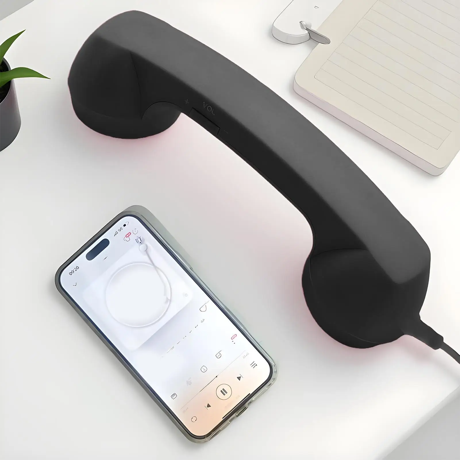 Type-C Corded Cell Phone Handset, Retro Comfortable Telephone Receiver with Microphone, for Office Travel Laptop