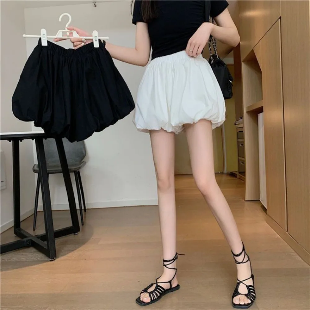 

Terylene High-waisted a-line Shorts New High Waist a-word Wide Leg Bloomers Stretchy Baggy Bloomers Women