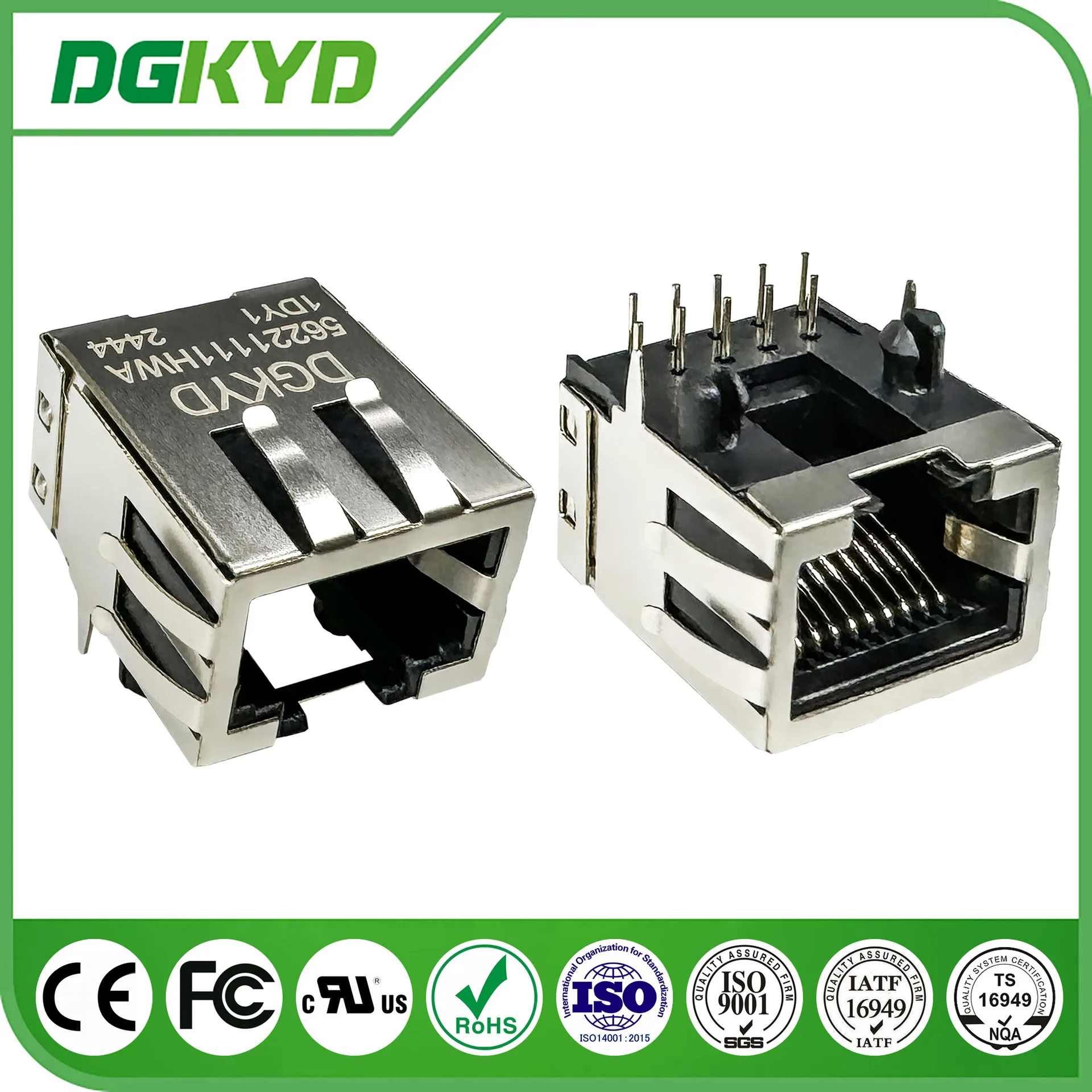 For RJ45 interface seat 10P10C with shield, network port connector DGKYD56221111HWA1DY1