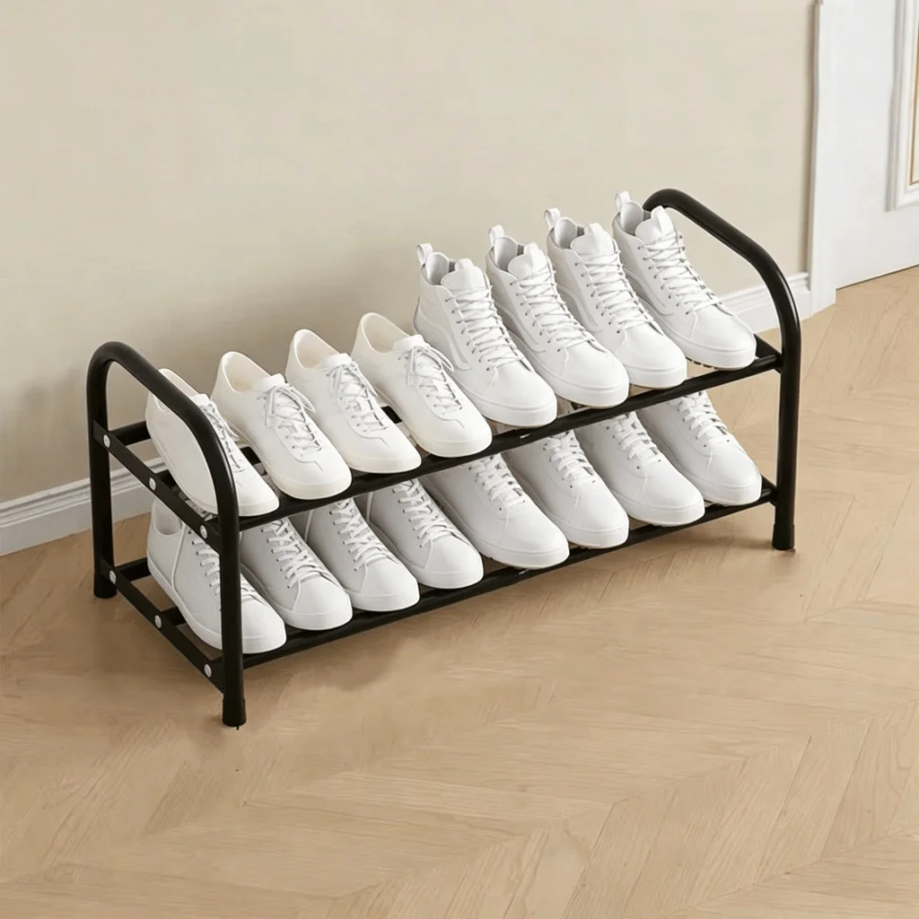 PDZZZD Heavy Duty 4/3/2-Tier All-Metal Expandable Shoe Rack, Sturdy Durable Frame, Adjustable Telescoping Design Expands Up To 3