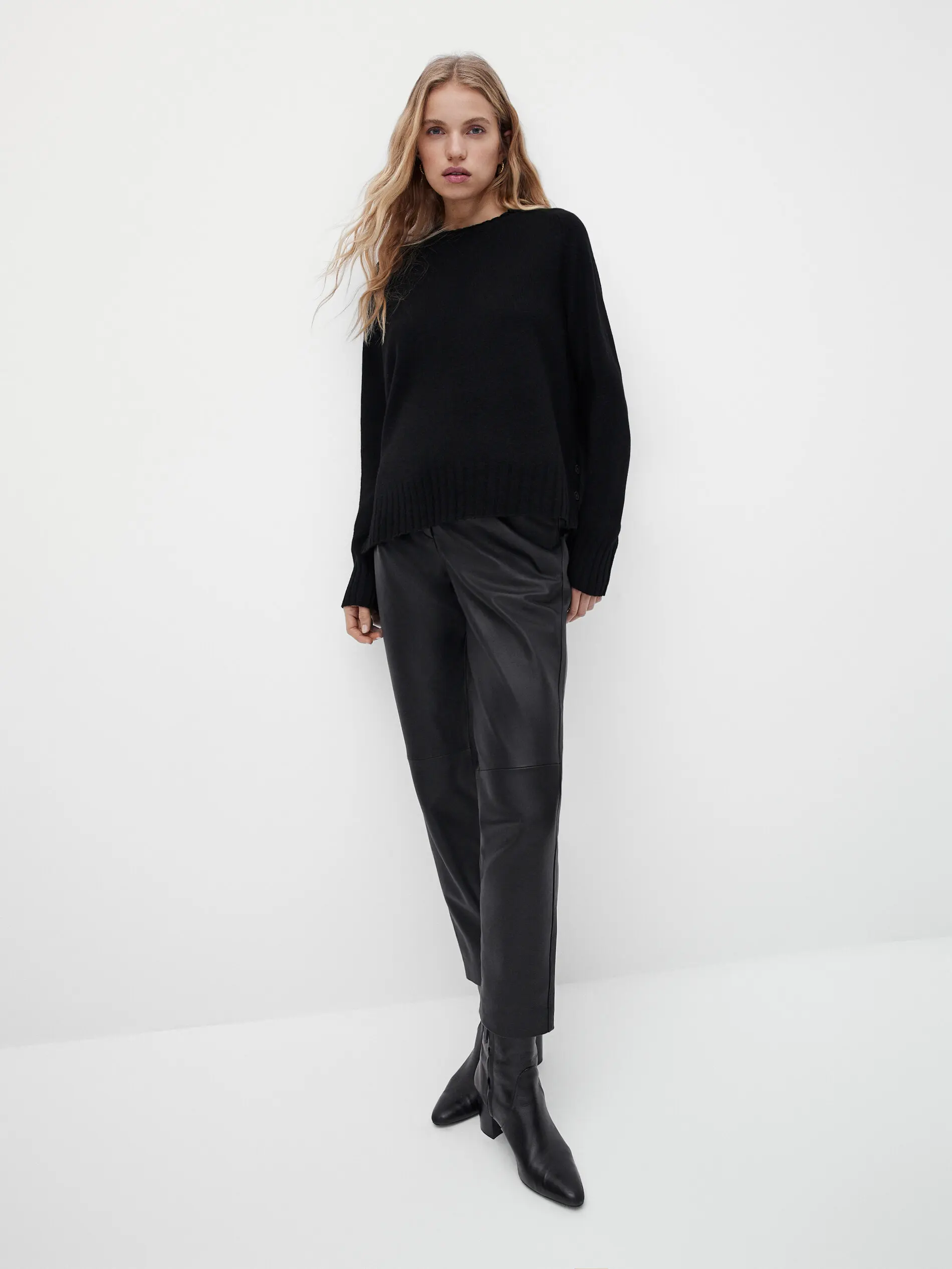 Ethereal MD 2023 winter new style of Women\'s casual side button-down wool-blend top knitwear
