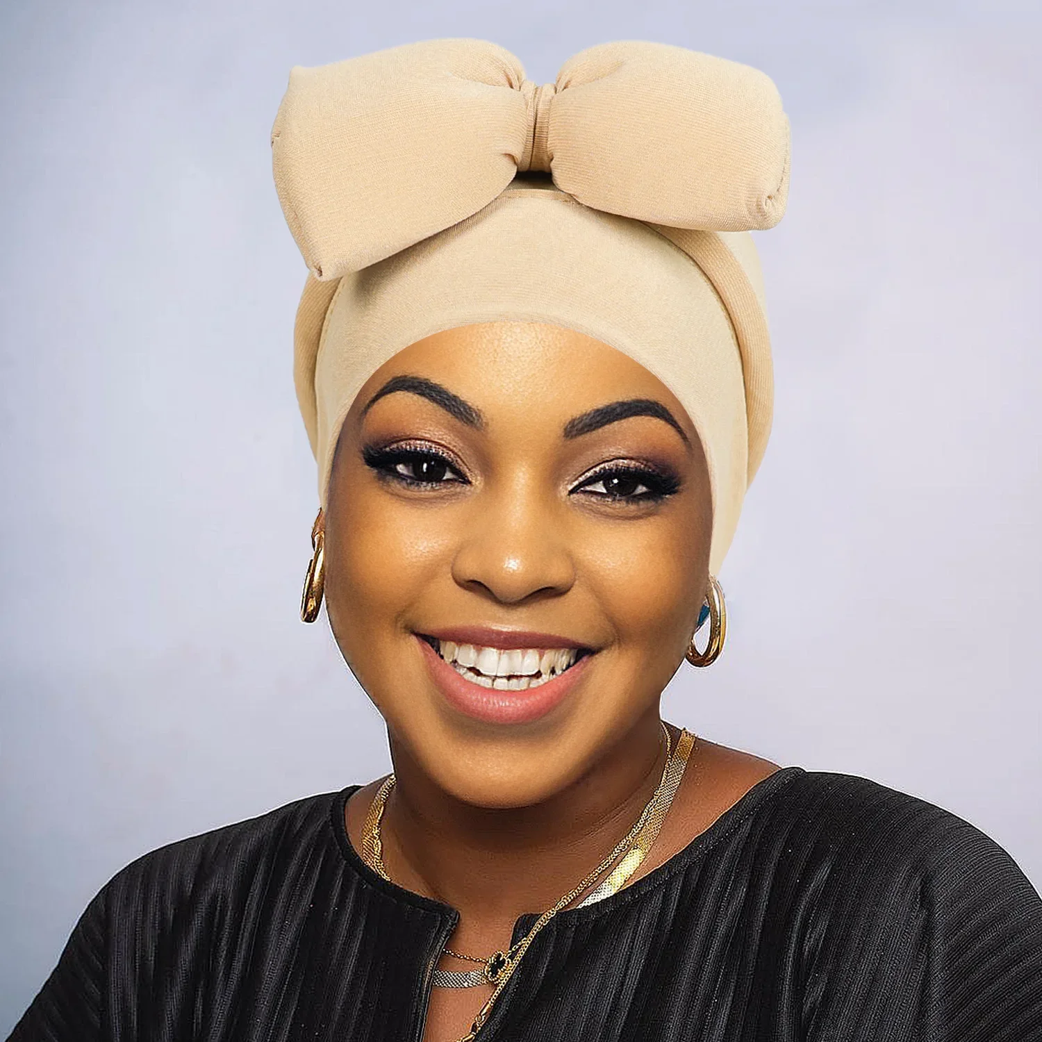 

New Bowknot Turban for Women Head Wrap Solid Color Fashion India Hijab Hat Chemo Cap Ladies Muslim Hair Loss African Head Wrap