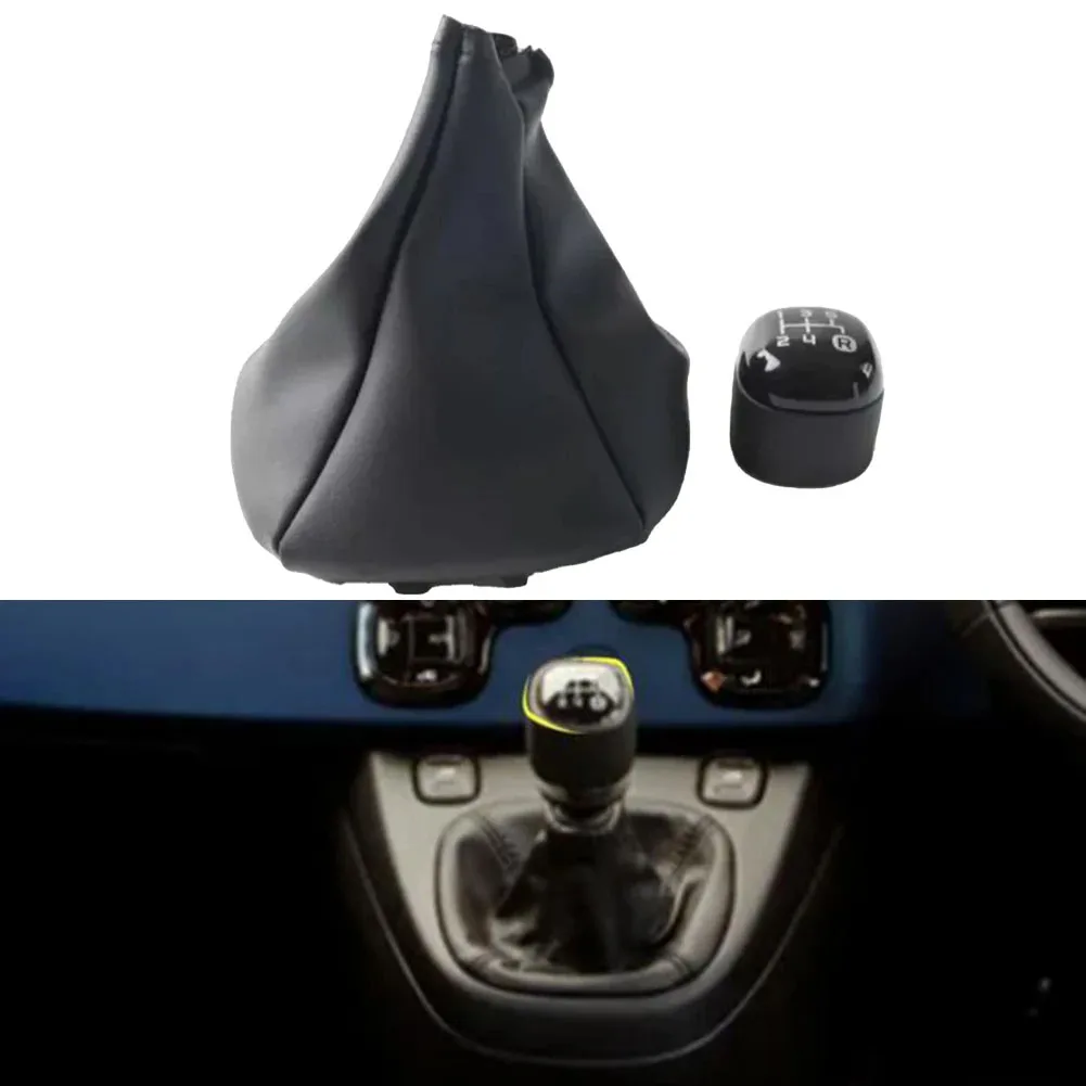 

Для Fiat для Panda 2012, комплект ручки переключения передач и кожаных ботинок, черная автомобильная ручка переключения передач, кожаные ботинки, автомобильные аксессуары