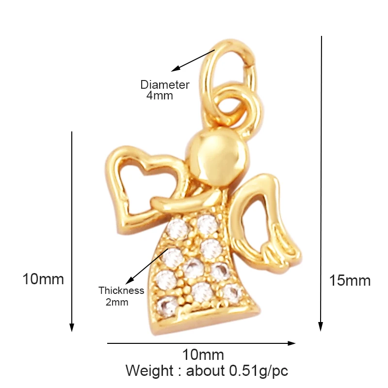 Guarden Angel Wings Goddess Amulet Medallion Zircon Charm Pendant,18K Gold Plated Necklace Jewelry Findings Supplies M76