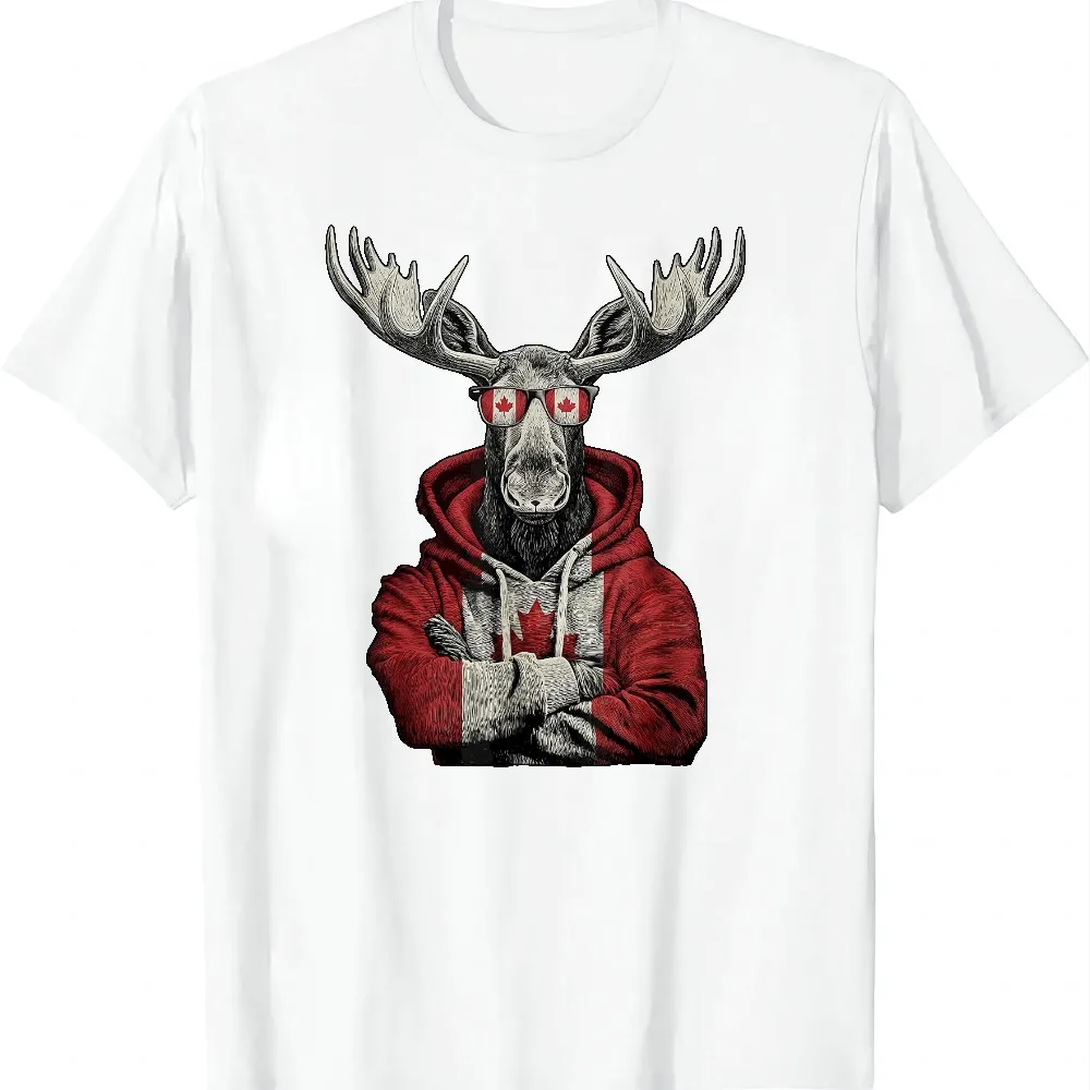 Canada Moose Canadian Pride Canada Maple Leaf Canada Flag T-Shirt Unisex Summer Streetwear Tops Camiseta Hombre