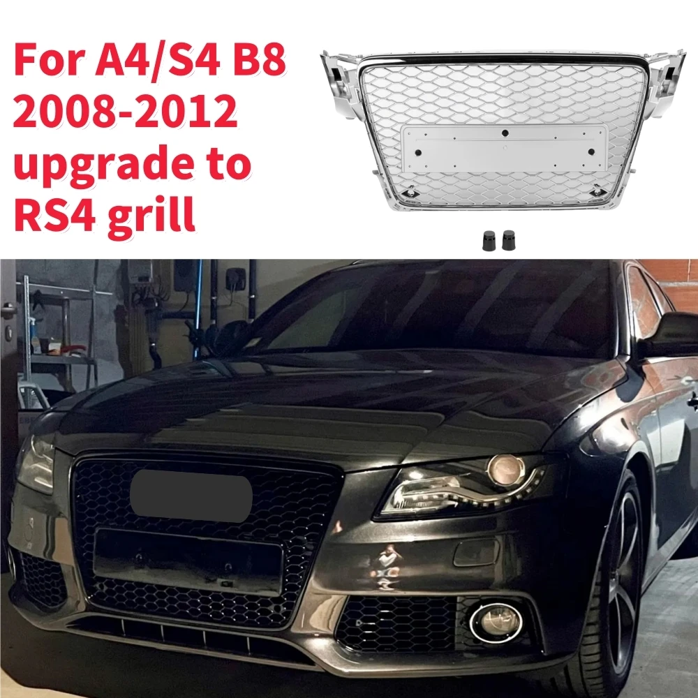 

For RS4 GrillRacing Grills Front Hood Grille Car Front Bumper Grill Center Grille for A4/S4 B8 2008-2012