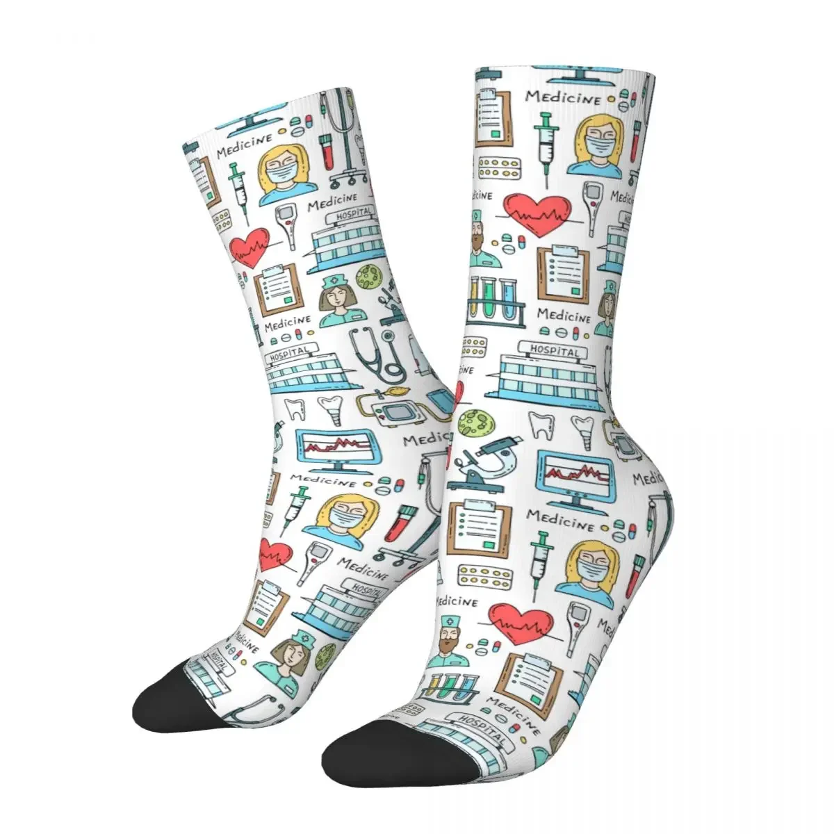 

Retro Doctors Nursing Nurse Skateboard Novelty Street Style Crazy Socks Funny Socks for Unisex Breathable