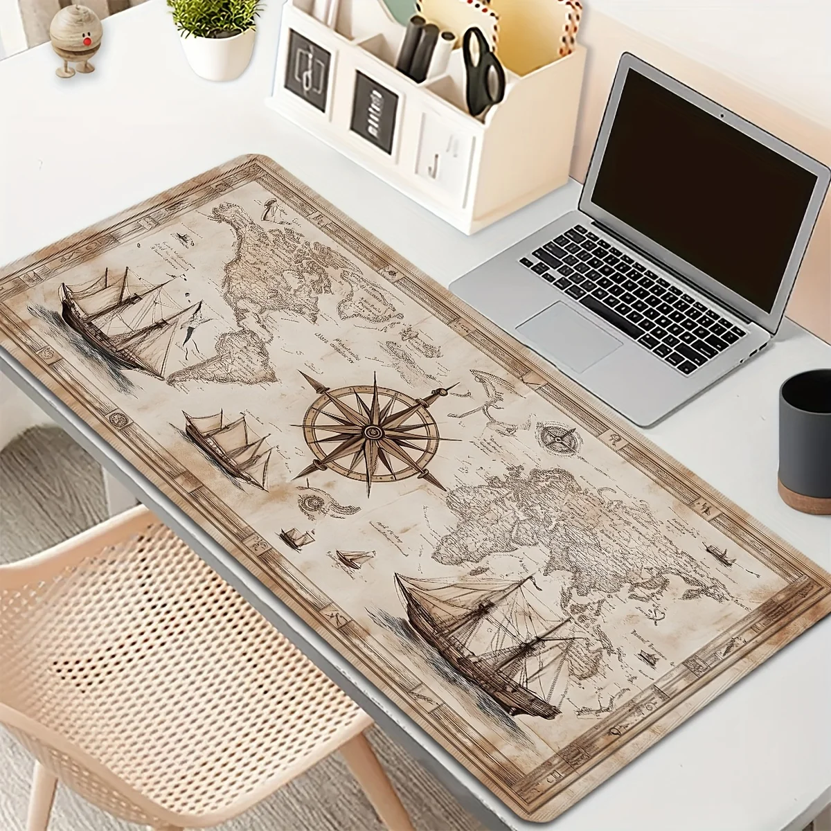 

Retro Nautical Design Mouse Pad Large Rubber Anti-slip PC Desk Accessories Mousepad for Office and Gamer Keyboard Mats Decor Mat