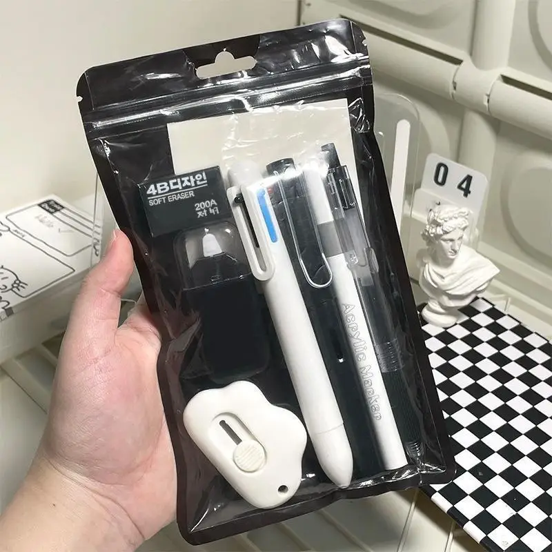 6/7/8Pcs Stationery Set Multi Functional School Supplies Kit Portable Writing Tools For Student Back To School Daily Study Use
