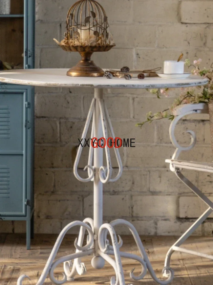 Round Table Dining Table Iron Small Table Coffee Shop Milk Tea Shop Leisure Coffee