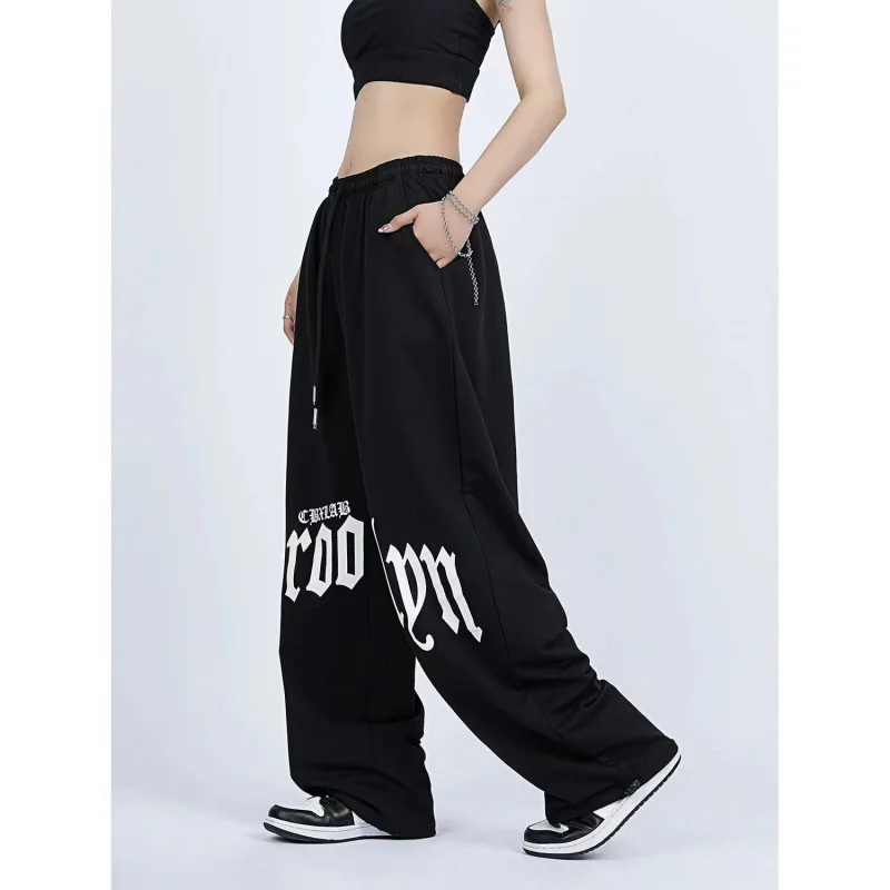 2024 Spring/Summer Drawstring American Sports Pants High Street Tie Feet Cargo Pants Loose Streetwear Jazz Dance Pants