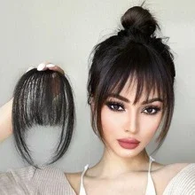 Natural Synthetic Air Bangs Hair Pieces Invisible Clip On Thin Fringe Hair Extensions Women Face Slimming Hair Accessories