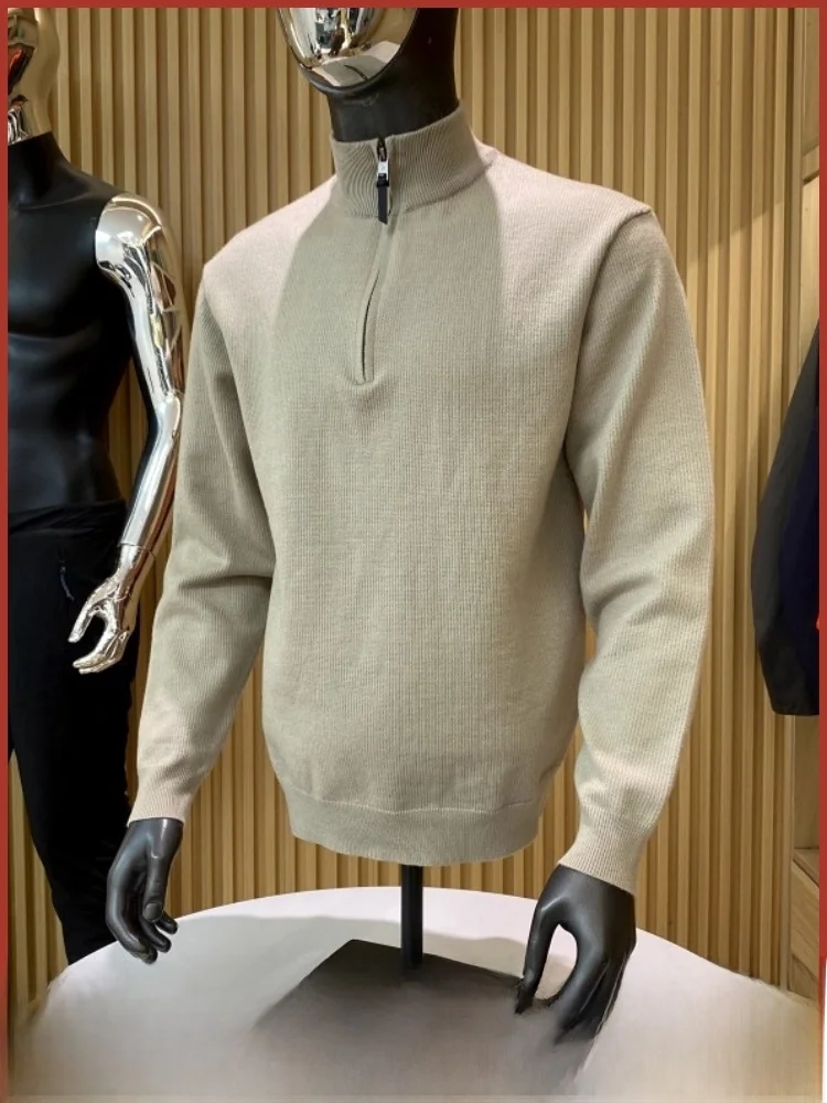 

Comfortable Thiened Modal Knitted Sweater f Zip Design Men's Faionable Casual Warm Pure Color All-Match Winter Top