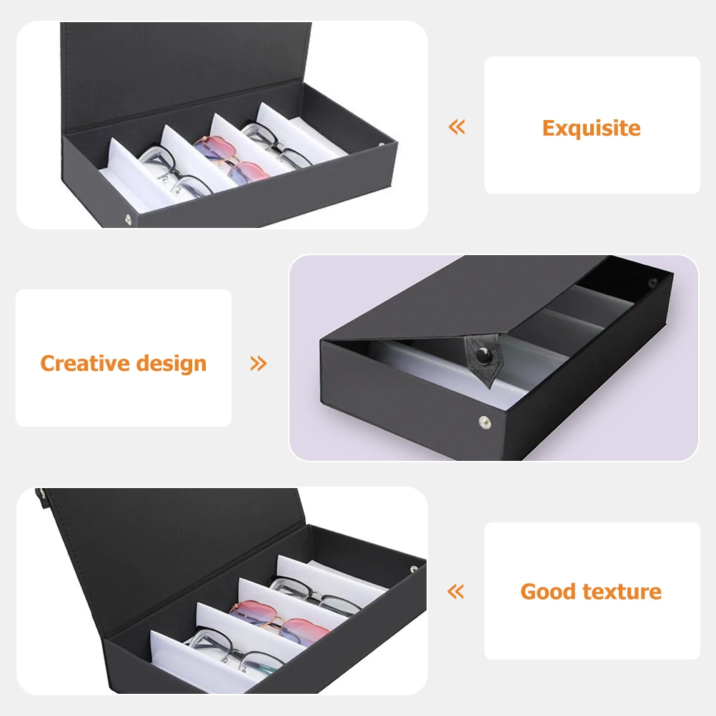 

Glasses Display Box Eyeglasses Storage Organizer PU Case for Sunglasses Watches Jewelry Dustproof Simple Fashion
