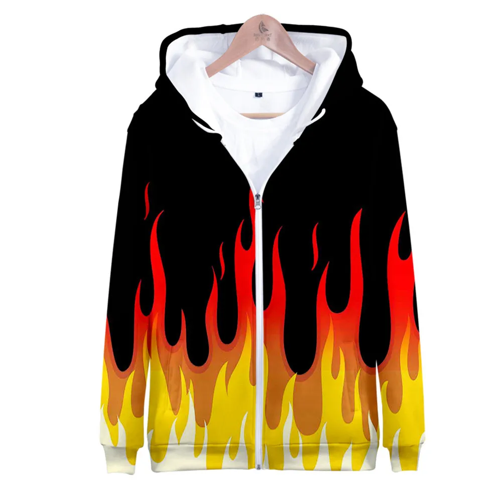 Red and Yellow Flame Hoodies Man kids Women Streetwear Boys Hoodie Sweatshirt Fleece Clothing