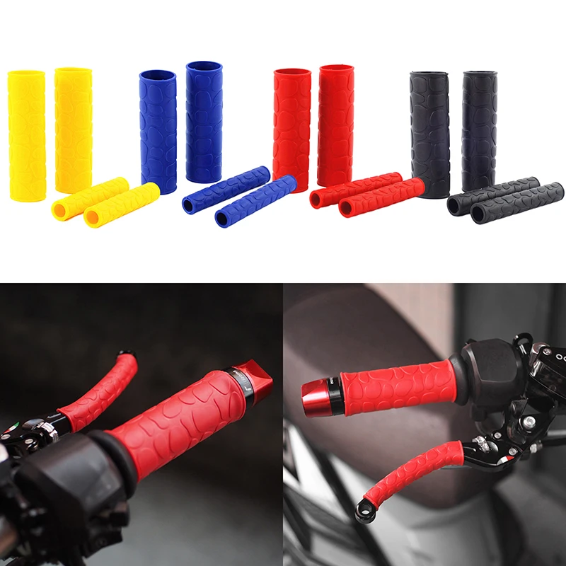 2Pairs Universal Motorcycle Handlebar Grip Brake Clutches Lever Cover Protector Soft Rubber Bar Brake Handle Silicone Sleeve