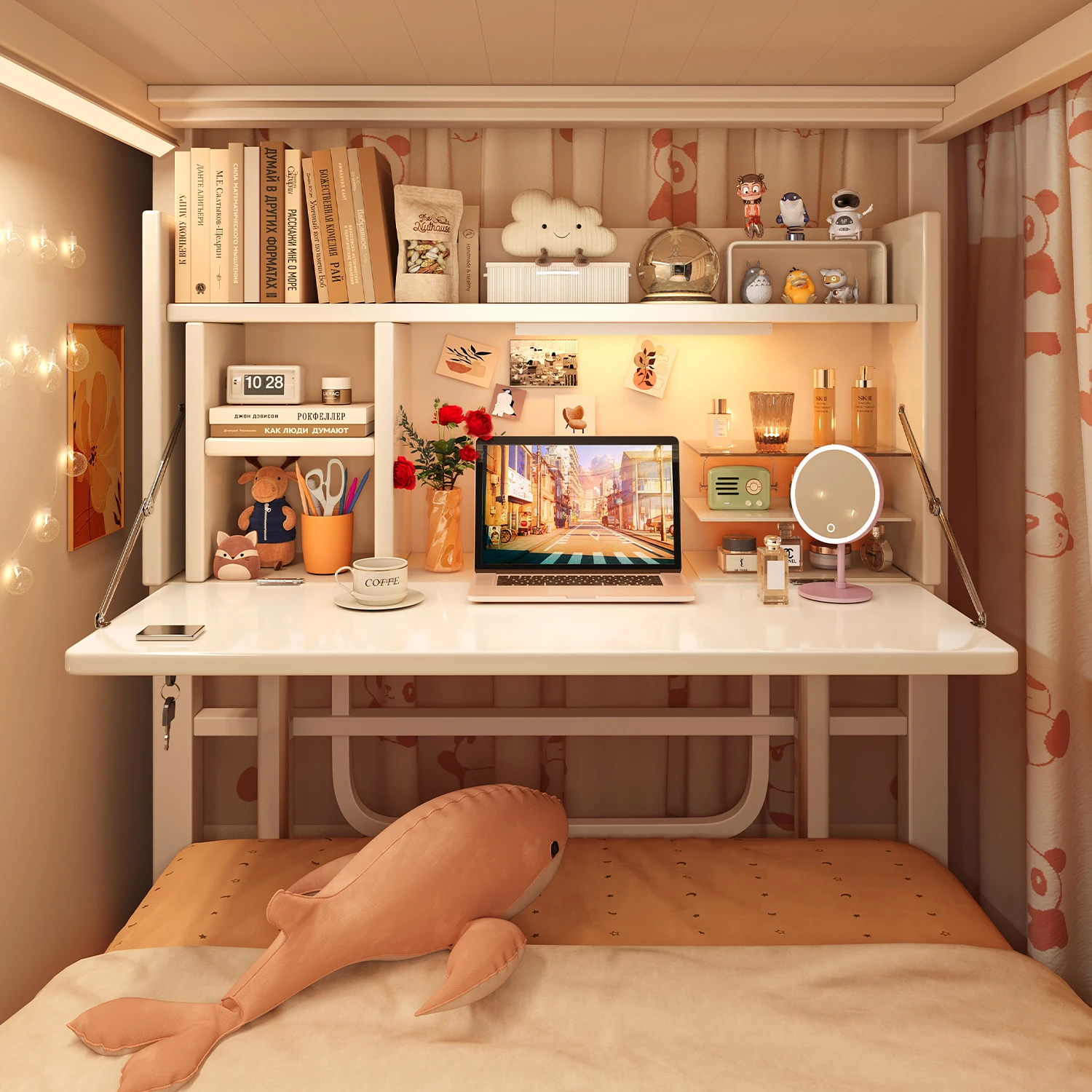 Dormitory bed Small table Simple college student upper and lower bunk Dormitory laptop computer desk