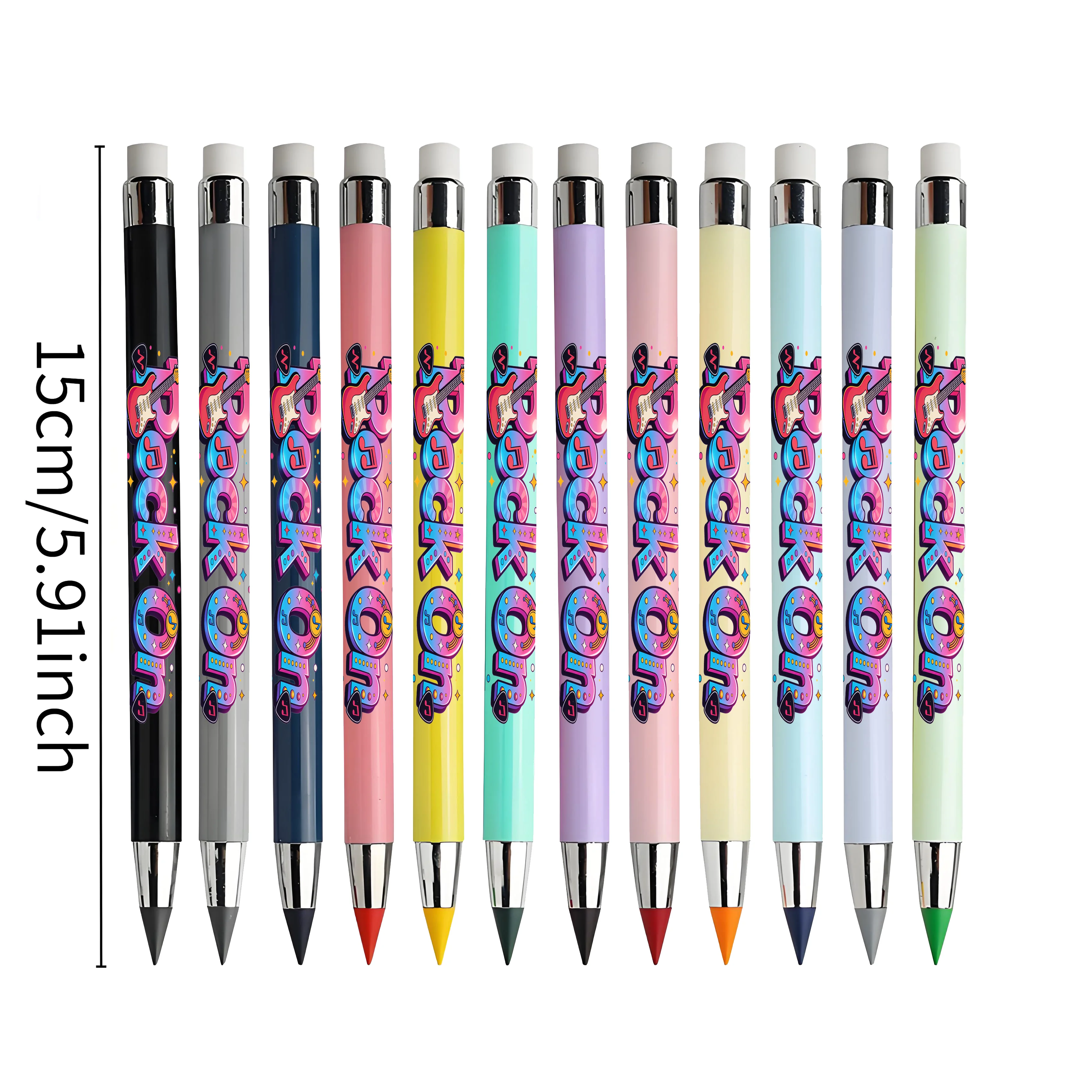 12 pezzi modello a tema musicale matita eterna colore macaron matita difficile da rompere matita per schizzi per studenti.