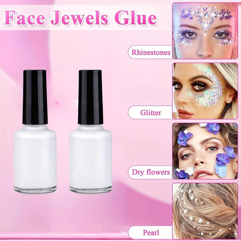 Confezione da 2 adesivi per colla per vernice liquida per il corpo, primer glitter multifunzionale impermeabile resistente al sudore a lunga durata per tatuaggi scintillanti