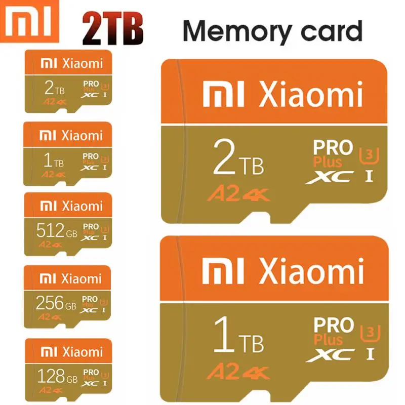 การ์ดหน่วยความจำ Xiaomi 2TB ความเร็วสูง A1 Class 10สมาร์ทการ์ด TF 512GB 128GB 64GB cartao de memoria สำหรับโทรศัพท์/กล้อง/Nintendo SWITCH