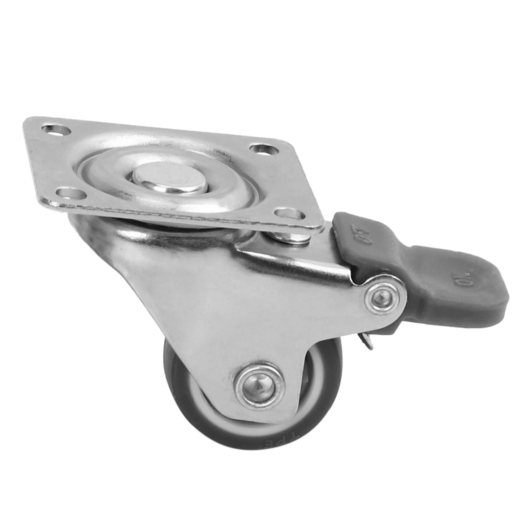 DT17 Universal Casters, 8 Pack 1 Inch Low Profile Swivel Wheels, Soft Rubber, 4 with Brakes, 100 lbs Capacity, for Furniture,