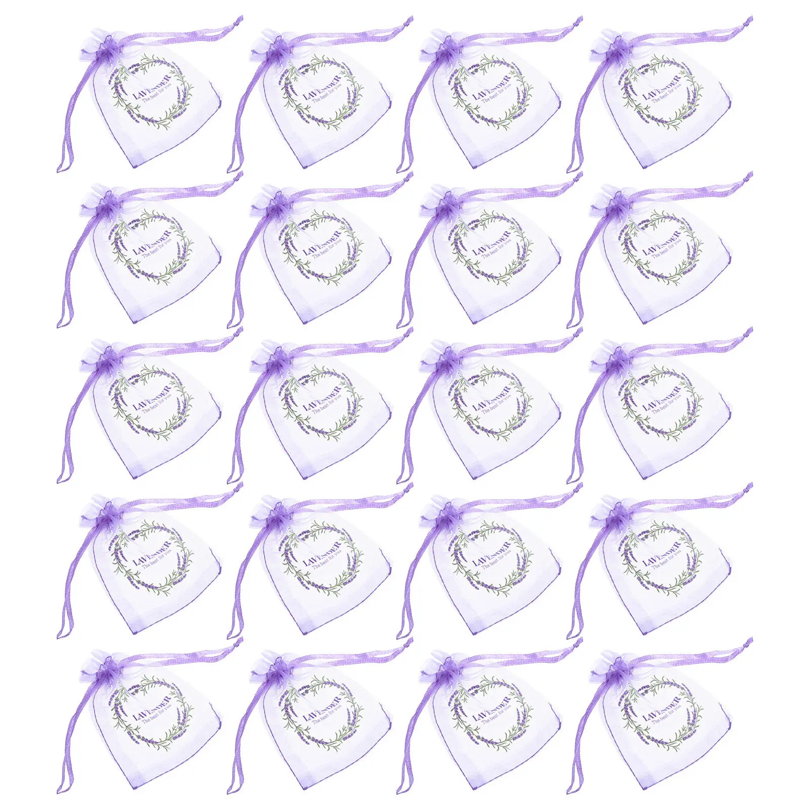20Pcs Lavender Sachet Bag Light Purple Drawstring Pouch 3.5x3 Inch Sheer Mesh Breathable Mesh Sachets for Wedding Favor Gift