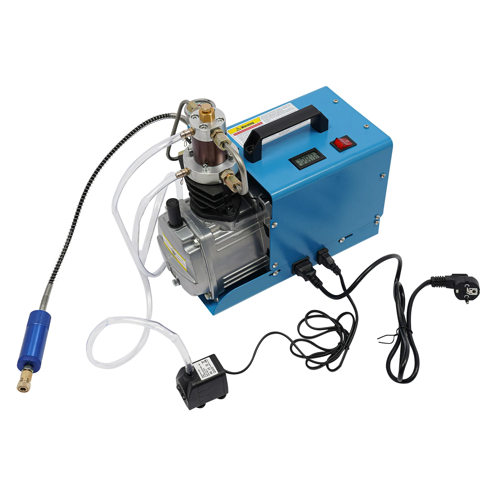 1800W 220V Tragbare Elektrische Hochdruck-Luftpumpe 0-30MPa, Wasser+Luft-Kühlung Asynchronmotor-Inflator mit Wasser-Öl-Abscheider für Garage und Werkstatt – Detail 9