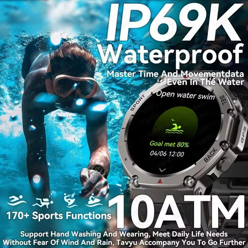 2025 NEW T-Rex 3 Ultra Men Outdoor Military GPS Smart Watch AMOLED HD Screen Compass 500MAH BT Call 5ATM Waterproof Smartwatch