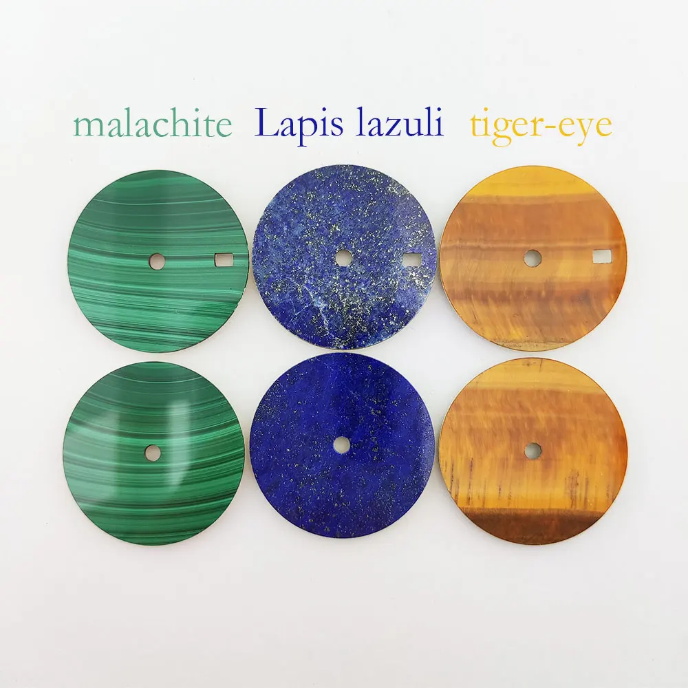 Natural Malachite tiger-eye Lapis Lazuli NH35 Dial 28.5mm Stone Frag Sterile Dial NH35 Movement Natural Unique Custom Logo