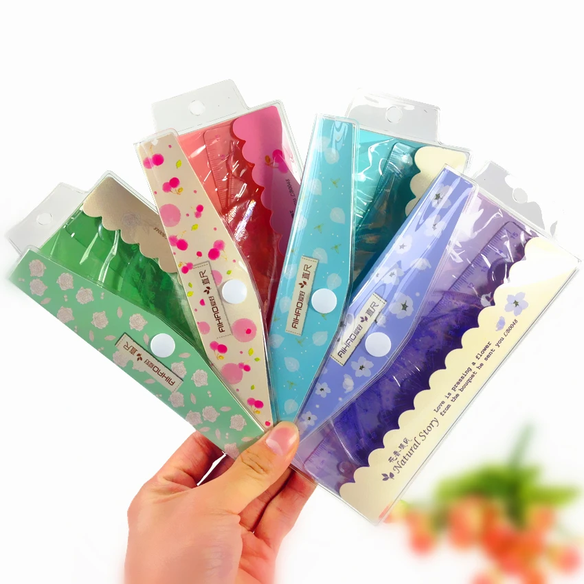 

1pack/lot Beautiful Flower Natural story Plastic Ruler set Fresh series Measuring tools for students' DIY drawing Bookmark