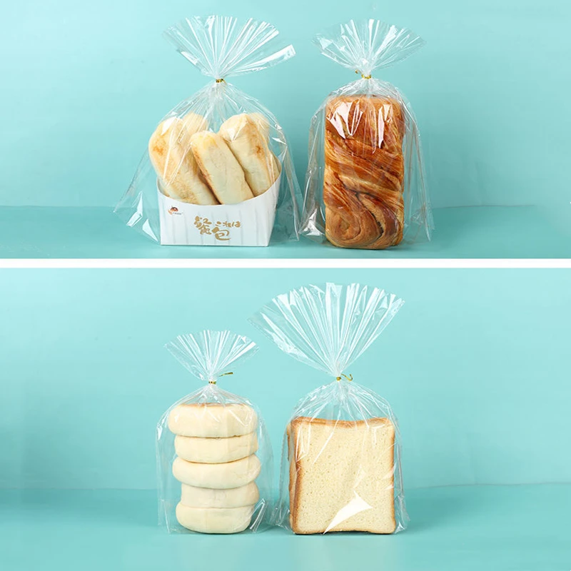Grandi sacchetti di pane con cravatte 100 pezzi sacchetti di pane sfusi trasparenti per pane fatto in casa sacchetti di plastica da forno sacchetti di imballaggio per pagnotta di pane trasparente
