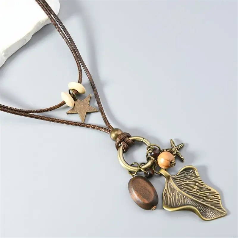 Comfortable Waxed Thread Necklace With Intricate Design Bead Alloy Blend Ethnic