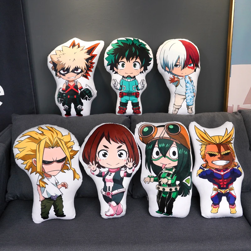 45cm Anime My Hero Academia Plush Toys All Might Cartoon Pillow Midoriya Izuku Bakugou Katsuki Todoroki Shoto Dolls Kids Gifts