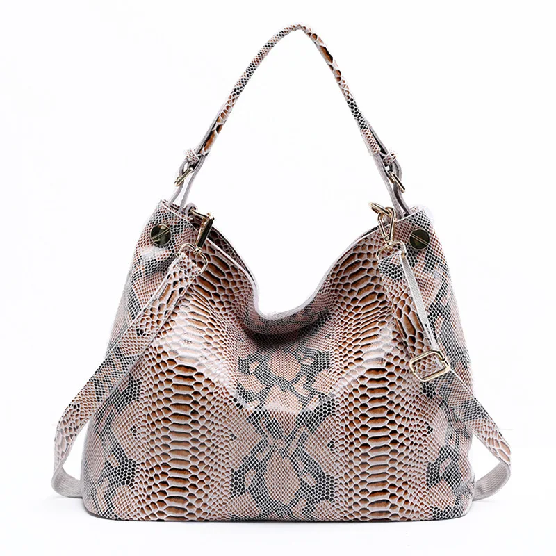 

Top-grain Leather Snake Pattern Large-capacity Handbag Trendy Genuine Leather Women's Single-shoulder Designer Luxury Bag