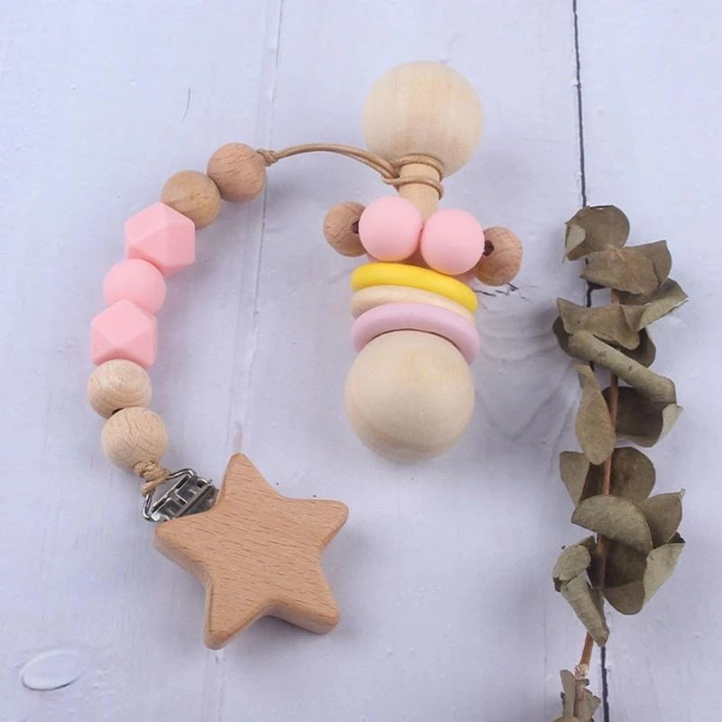 

J15U детская соска-цепочка, зажим-погремушка, набор, держатель для соски, пустышка, деревянная пустышка для прорезывания зубов,