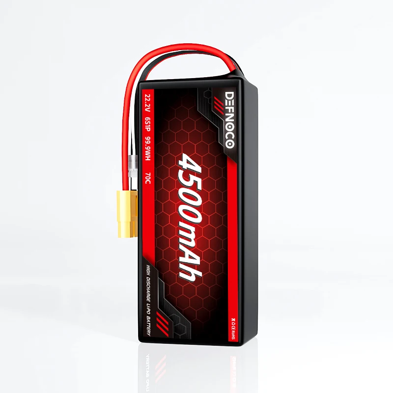 

Defnoco 4500 мАч 6S 22,2 В 70C Lipo аккумулятор для FPV/UAV Drone