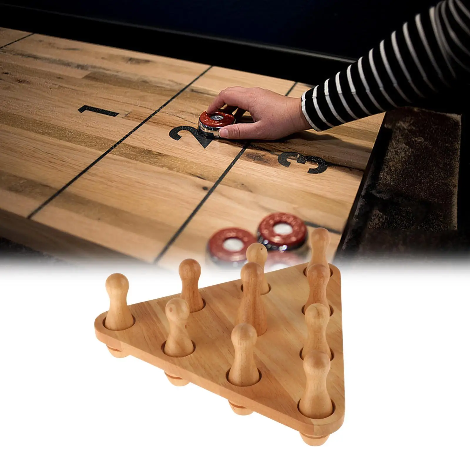 10 قطع من دبابيس البولينج Shiffleboard مجموعة هدايا من الخشب الصلب في الأماكن المغلقة لطاولة Shuffleboard للألعاب والنشاط والحفلات والرياضة على الطاولة