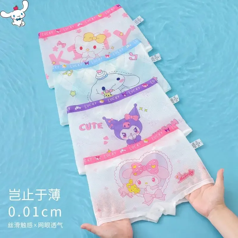 

Sanrio Girls' Cotton 4Pcs Boxer Shorts Kawaii Hello Kitty New Kuromi Skin-Friendly Underwear Cartoon Anime Soft Student Briefs