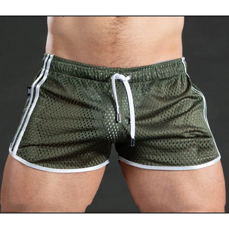 Men Mesh Breathable Gym Fitness Training Shorts Casual Bodybuilding Sports Beach Trunks Summer Running Athletic Quick Dry Wear