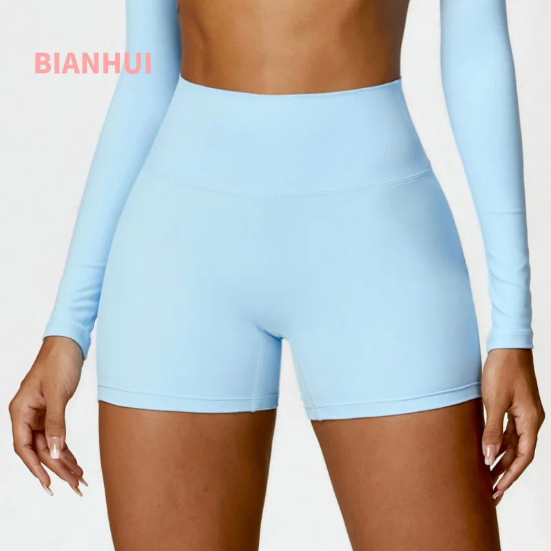 

BIANHUI High Waist Yoga Shorts Belly Contracting Peach Hip Raise Running Fitness Pants Slim Fit Sports Gym Clothes Woman