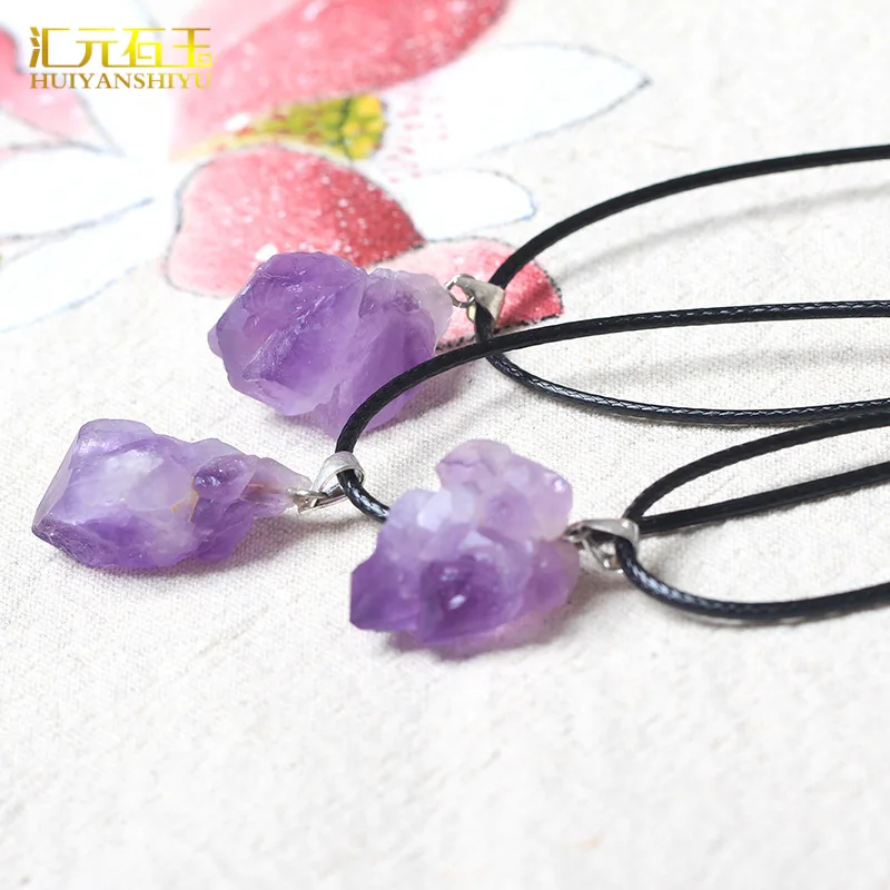 Natural Gemstone Amethyst Bracelet Bangle Women Fine Jewelry Accessories Genuine Purple Crystal Tumbled Stone Pendant Necklace