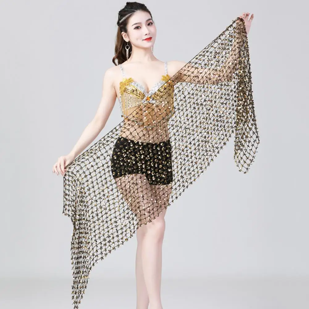 Belly Dance Hip Scarf Sequin Woven Wrap Skirt Sequin Waistband Hollow Design Waist Belt Sequin Belly Dance Scarf Wrap Skirt