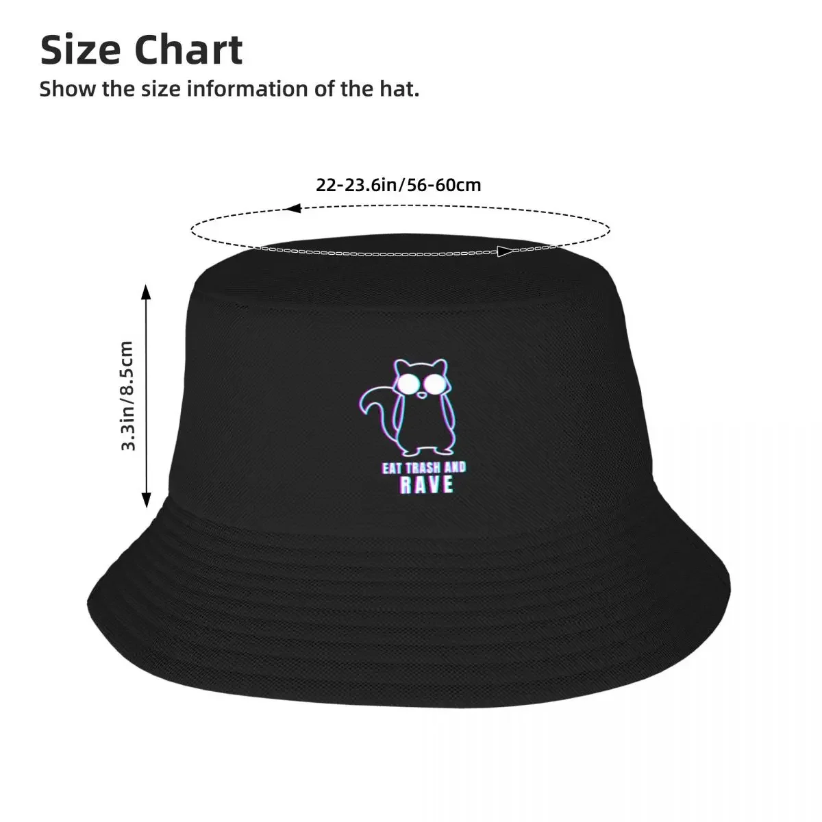 Eat trash and Rave Techno Raver EDM Trance Bucket Hat Snap Back Hat Wild Ball Hat Beach Bag For Man Women's image 4