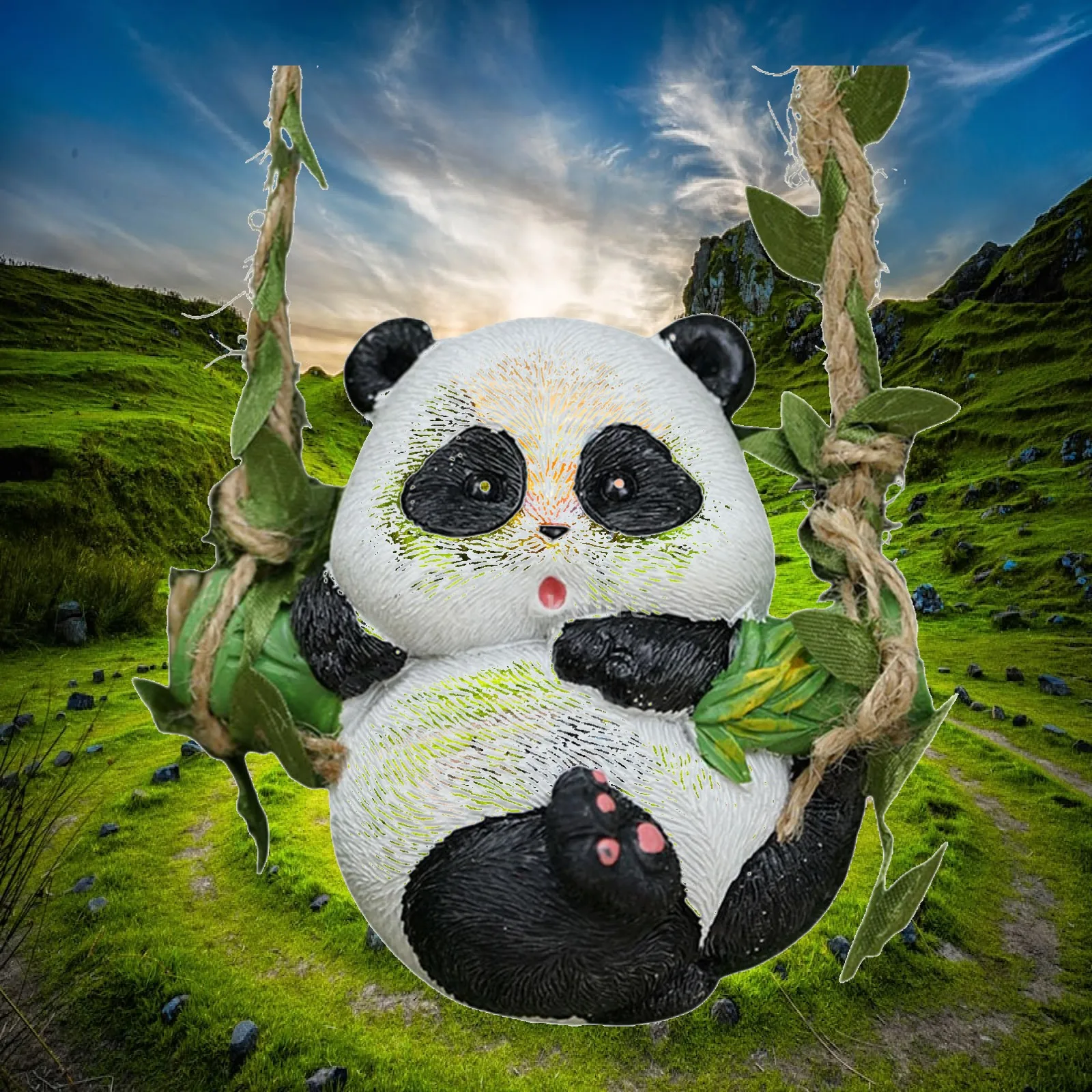 Decorative Animal Resin Statue Hanging Garden Figurine Outdoor Fairy Ornaments Miniature Sculpture for Trees Fence Porch