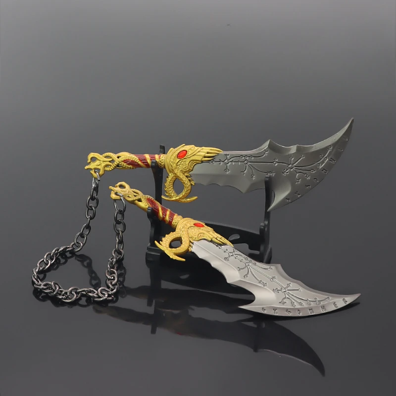 15cm/5.91in God of War 4 Game Peripheral Kratos Blade of Chaos Alloy Weapon Model Paired with Metal Ornaments Toy Gift for Boys