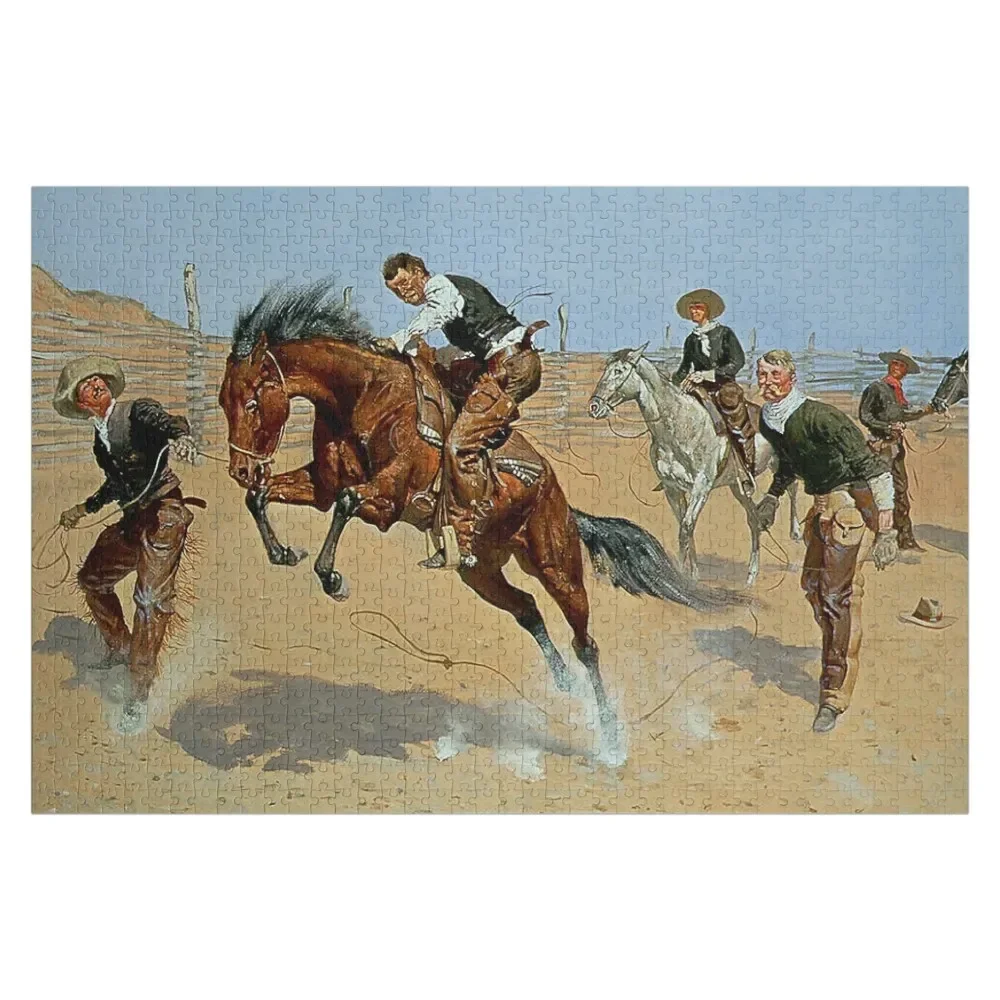 

Frederick Remington Western Art “Turn Him Loose” Jigsaw Puzzle Wooden Animal Personalized Puzzle