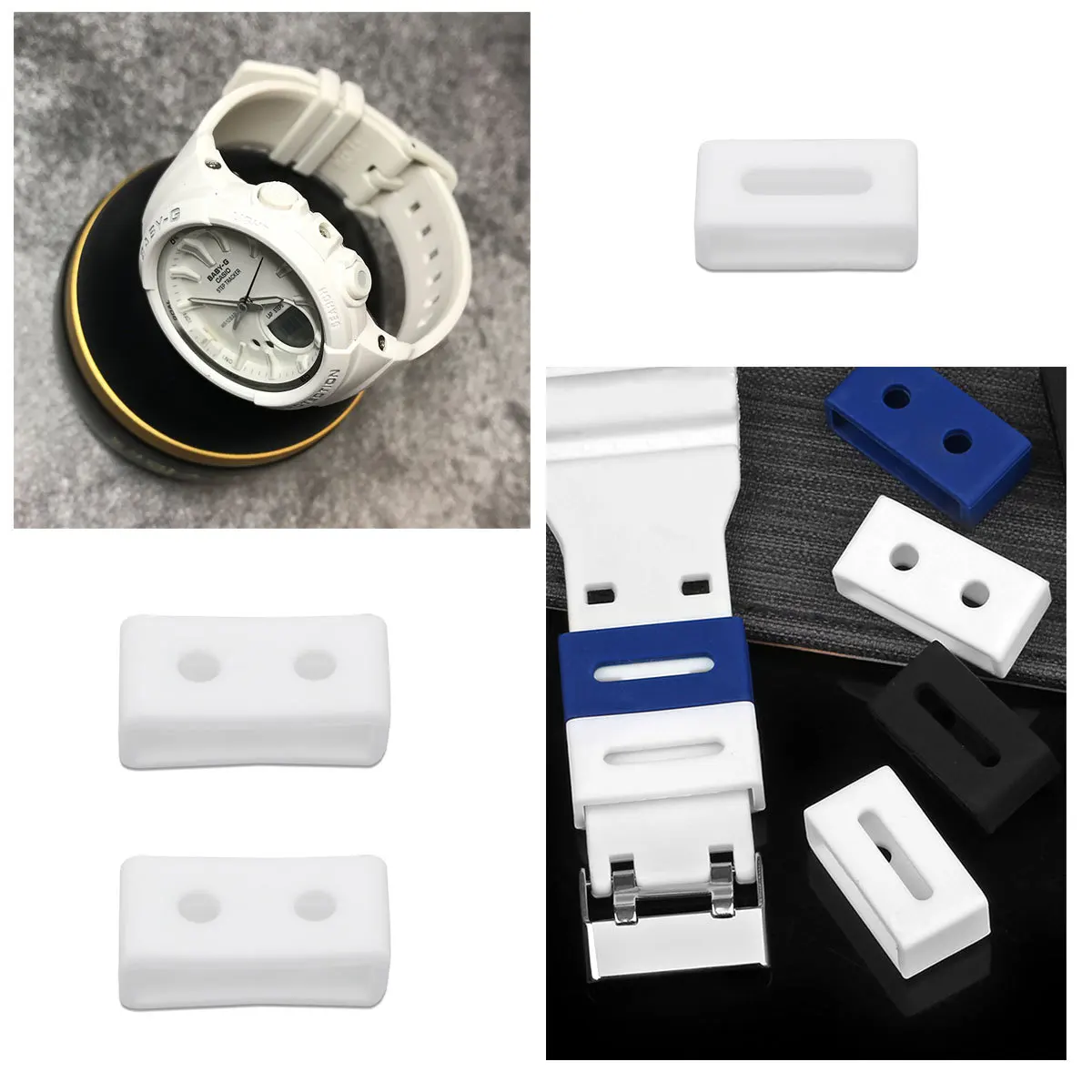 3 قطعة ساعة سيليكون معصمه الحلقات آمنة الربط خواتم استبدال الفرقة اكسسوارات قوي مطاطا صالح للساعات 24 مللي متر #4