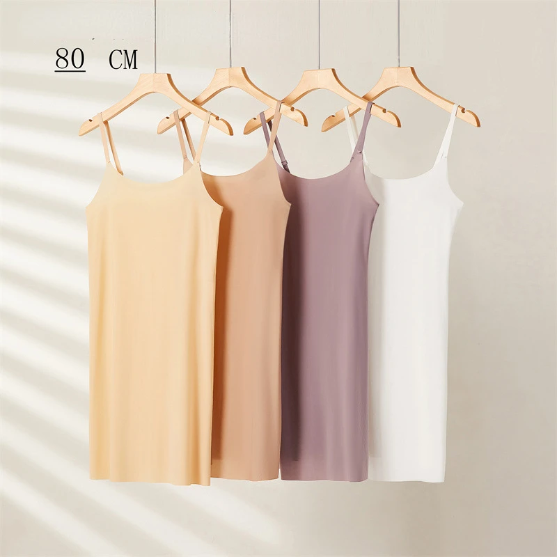 ultra-thin ice silk skirt with suspenders seamless nightdress cool feeling in summer anti-exposure beautiful back with bottoming