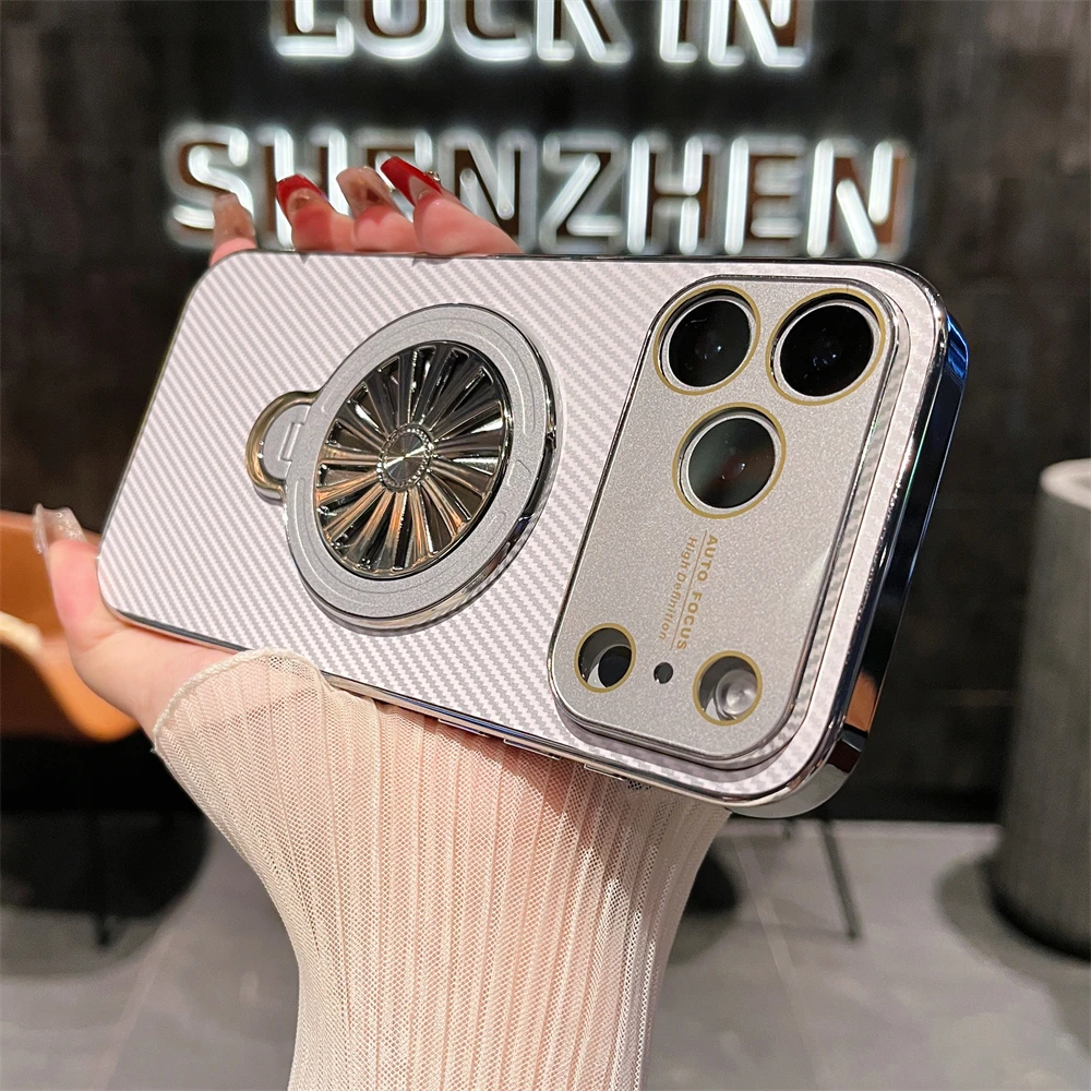 حافظة مغناطيسية بنمط ألياف الكربون لهاتف آيفون 17 16 15 14 13 12 Pro Max لهاتف Magsafe غطاء مقاوم للصدمات